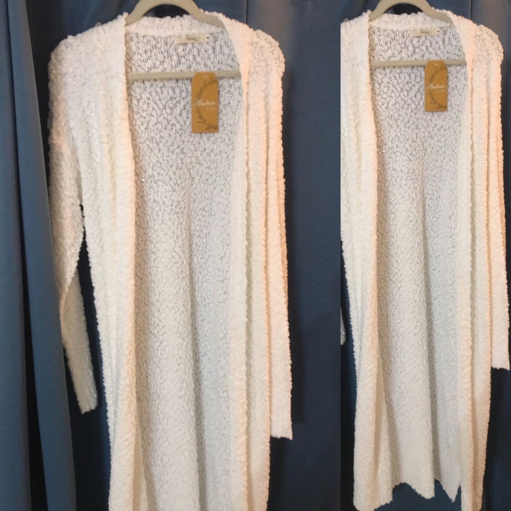Long white duster sweater - BRAND NEW
